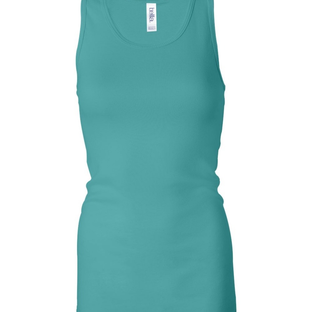 Sheer Mini Rib Racerback Longer Length Tank Top - Picture 2 of 3